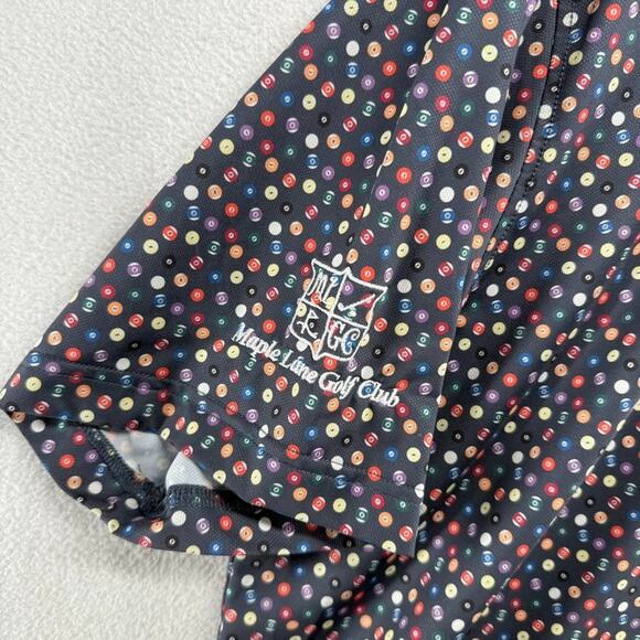Straight Down Polo Shirt mens XL Gray Colorful Pool Ball Geometric Billiards - Picture 9 of 10